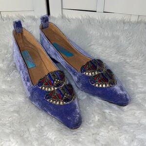 Pavilion Parade Joanne Fleming Velvet Embroidered Women's Shoes Flats 39/ 8.5-9